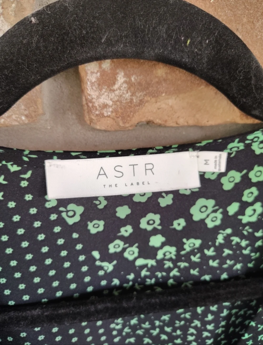 Astr The Label Green & Black Patchwork Print Chiffon Wrap Top Sz M Casual Career